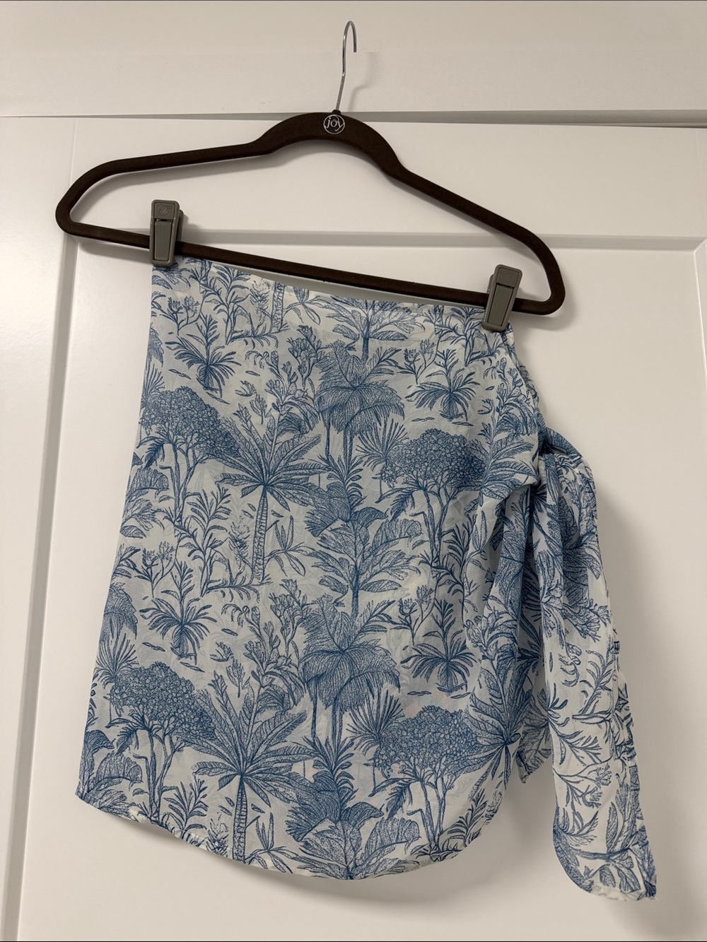 Shade & Shore Blue and White Tropical Print swim Wrap Skirt New